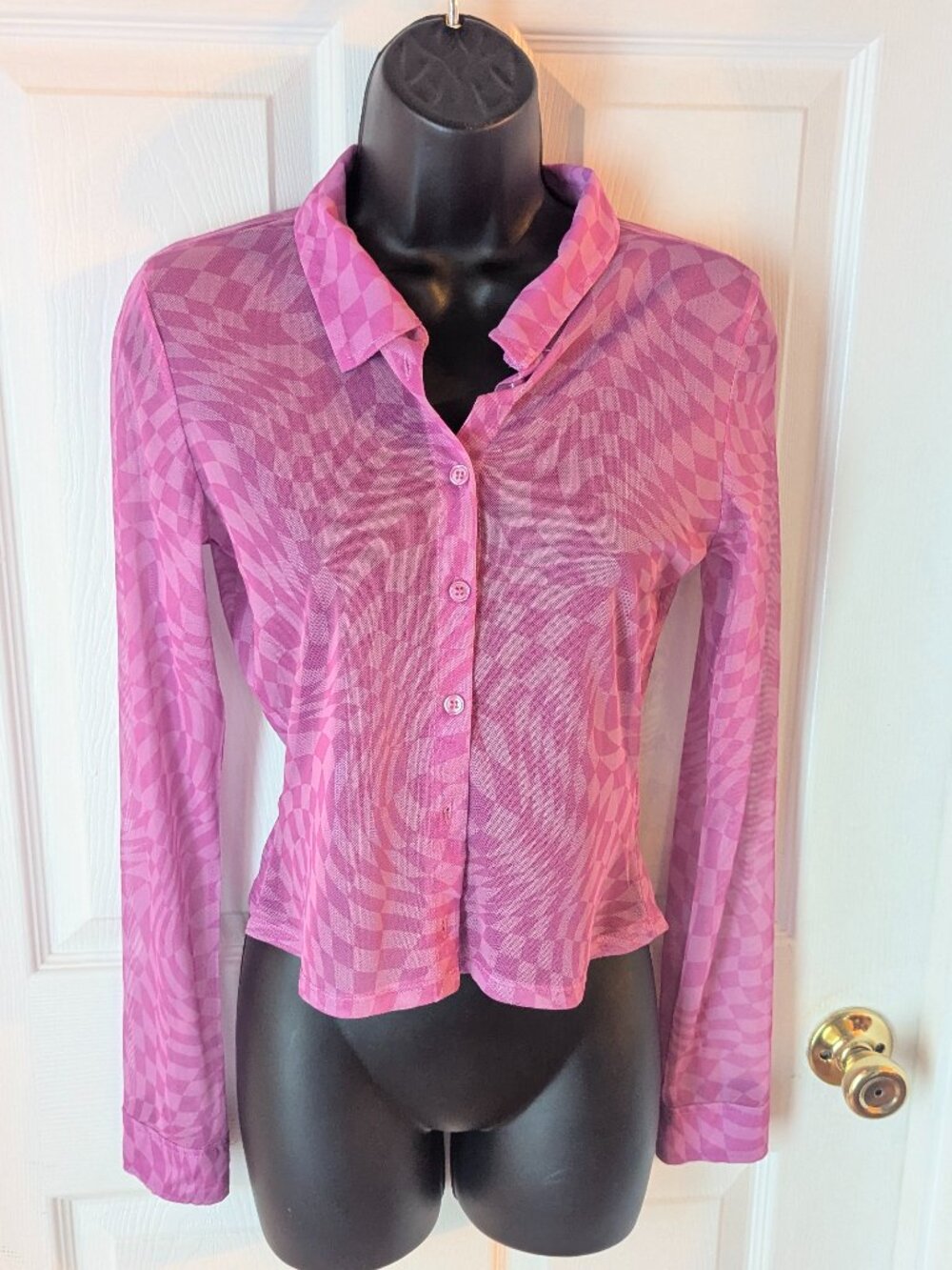 NWT H&M divided sheer button down - s